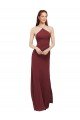 Affordable High Halter Neck Long Chiffon Bridesmaid Dress with Low Scoop Back