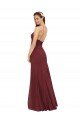 Affordable High Halter Neck Long Chiffon Bridesmaid Dress with Low Scoop Back