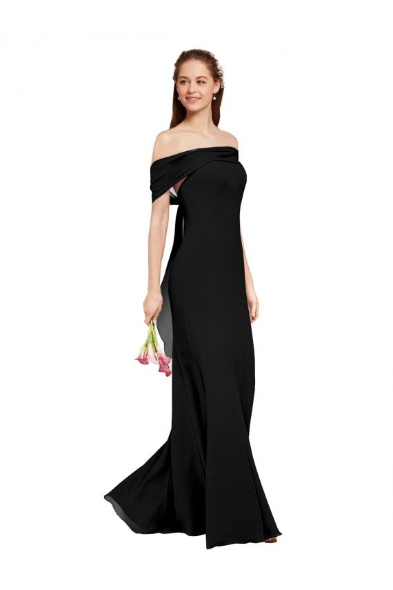Affordable Fit and Flare Long Chiffon Bridesmaid Dress / Prom Dress with Sash and Open Back