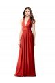 Affordable Halter V-Neck A-Line Chiffon Bridesmaid Dress with Shirred Skirt