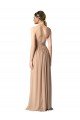 Affordable Halter V-Neck A-Line Chiffon Bridesmaid Dress with Shirred Skirt