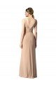 Affordable Shirred Long Floor Length Chiffon Bridesmaid Dress with V-Back