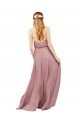 Affordable Long Chiffon Bridesmaid Dress with Spaghetti Strap Bodice