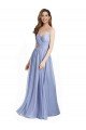 Affordable Ruched Criss Over Bodice Chiffon Bridesmaid Dress with Lace Open Back