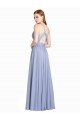 Affordable Ruched Criss Over Bodice Chiffon Bridesmaid Dress with Lace Open Back