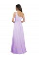 Affordable Draped One Shoulder A-Line Long Chiffon Bridesmaid Dress