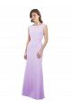 Affordable Chiffon Column Bridesmaid Dress with High Round Neckline and Cap Sleeves