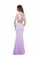 Affordable Chiffon Column Bridesmaid Dress with High Round Neckline and Cap Sleeves