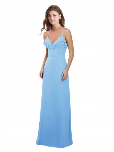 Affordable Slim Chiffon Bridesmaid Dress with Ruffled Sweetheart Neckline