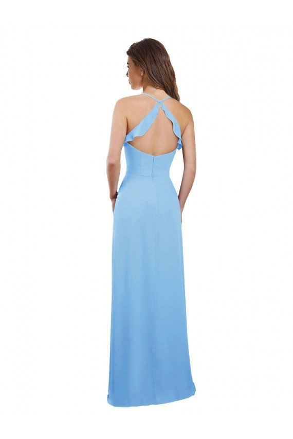 Affordable Slim Chiffon Bridesmaid Dress with Ruffled Sweetheart Neckline