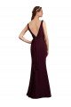 Affordable Floor Length Fluted Chiffon Dress with Draped Bodice and V-Neckline