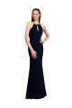 Affordable Fluted Long Chiffon Bridesmaid Dress with Halter Neckline and Keyhole