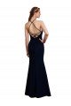 Affordable Fluted Long Chiffon Bridesmaid Dress with Halter Neckline and Keyhole