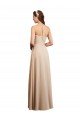 Affordable Draped Halter Neck Long Chiffon Bridesmaid Dress with Tie Back