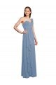 Affordable Single Shoulder Strap Long Chiffon Bridesmaid Dress with Cascading Ruffles