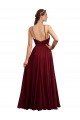 Affordable Long A-Line Halter Neck Chiffon Bridesmaid Dress with Draped Bodice