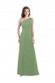 Affordable One Shoulder Chiffon Bridesmaid Dress with Pleats and Side Slit