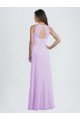 Affordable Sweetheart Long Chiffon Bridesmaid Dress with Halter Straps