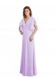 Affordable A-Line Draped Chiffon Bridesmaid Dress with V-Neck and Split Sleeves