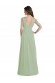 Affordable V-Neck A-Line Long Chiffon Bridesmaid Dress with Draped Bodice