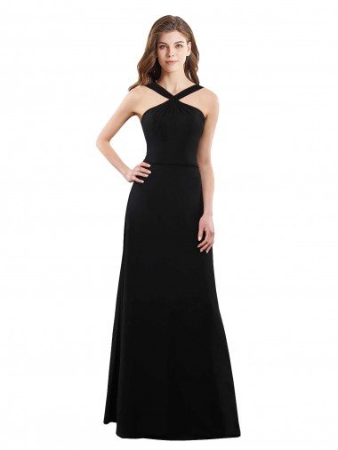 Affordable Chiffon A-Line Bridesmaid Dress with Criss Cross Halter Top