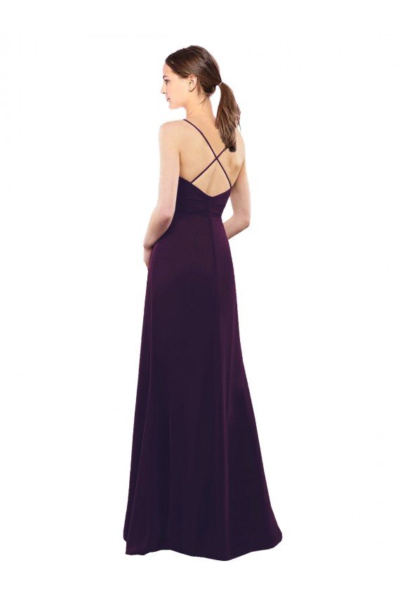 Affordable Floor Length A-Line Chiffon Bridesmaid Dress with Criss Cross Back