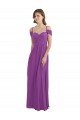 Affordable Cold Shoulder Long Chiffon Bridesmaid Dress with Ruching Details