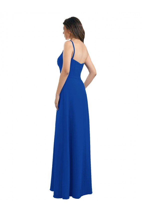 Affordable One Shoulder A-Line Chiffon Bridesmaid Dress with Pleated Bodice
