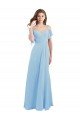 Affordable Cold Shoulde Chiffon Bridesmaid Dress with Wrap Bodice