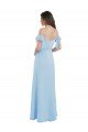 Affordable Cold Shoulde Chiffon Bridesmaid Dress with Wrap Bodice