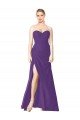 Affordable Strapless Chiffon Bridesmaid Dress with Pleated Wrap Bodice and Side Slit