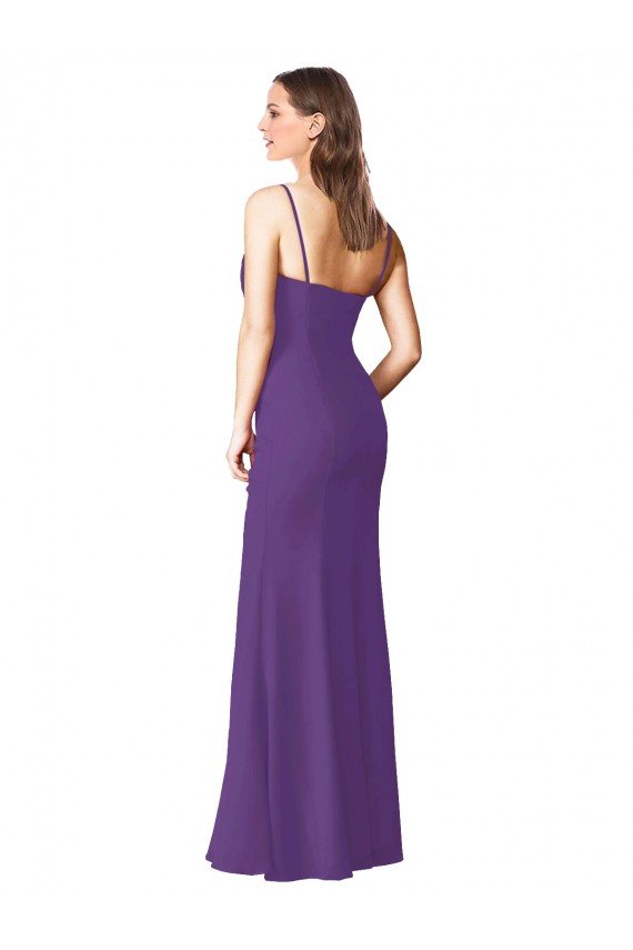 Affordable Strapless Chiffon Bridesmaid Dress with Pleated Wrap Bodice and Side Slit