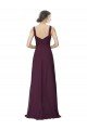 Affordable Long Chiffon Bridesmaid Dress with Ruched Criss Cross V-Neck Bodice