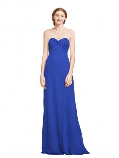 Affordable Sweetheart Neckline Chiffon Ruched Bodice Tie Back Bridesmaid Dress