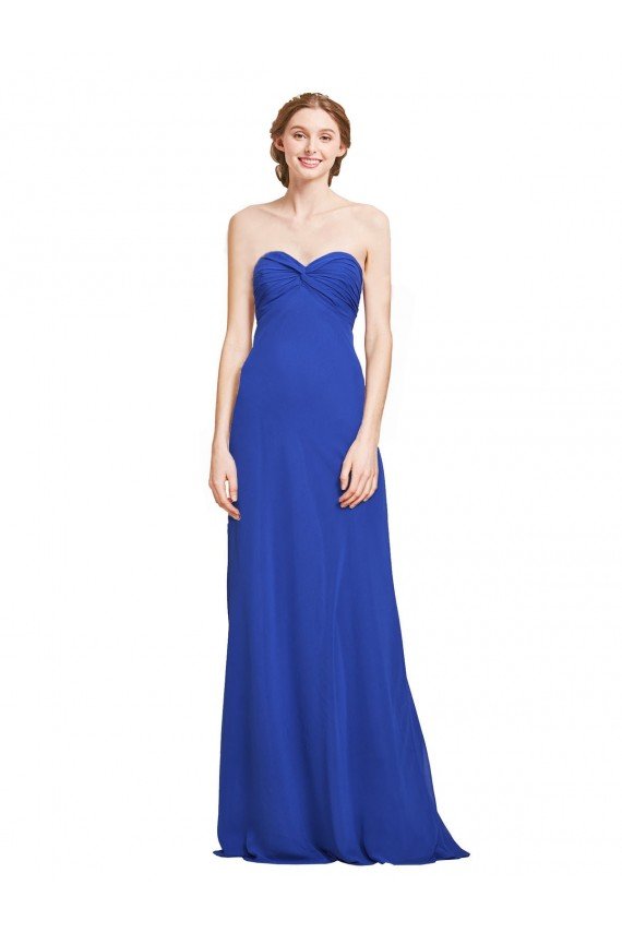 Affordable Sweetheart Neckline Chiffon Ruched Bodice Tie Back Bridesmaid Dress