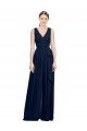 Affordable V-Neck Ruched Chiffon Bridesmaid Dress with Waistband