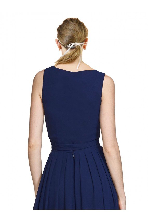 Affordable V-Neck Ruched Chiffon Bridesmaid Dress with Waistband