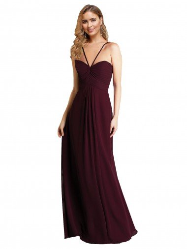 Affordable Long Chiffon Bridesmaid Dress with Sweetheart Neckline
