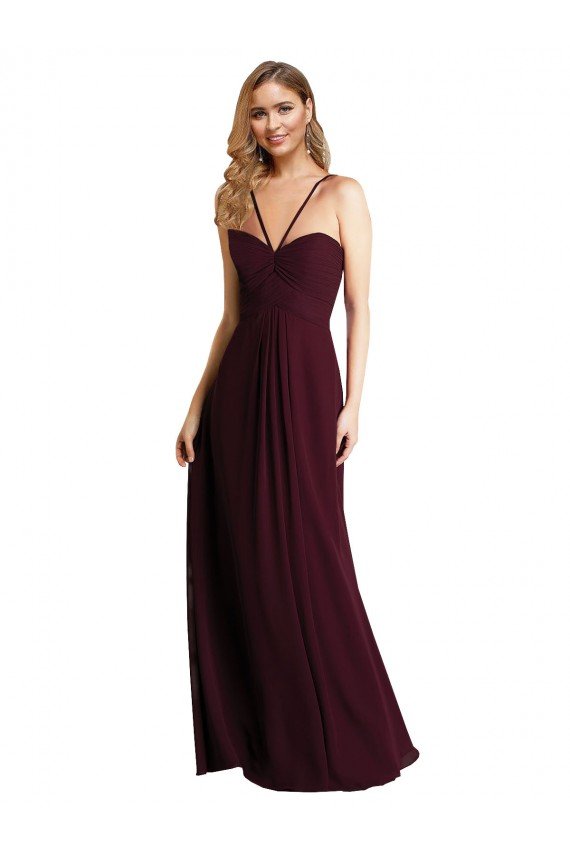 Affordable Long Chiffon Bridesmaid Dress with Sweetheart Neckline