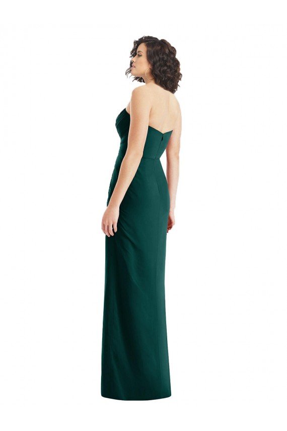 Affordable Twist Front Draped Chiffon Bridesmaid Dress with Slit