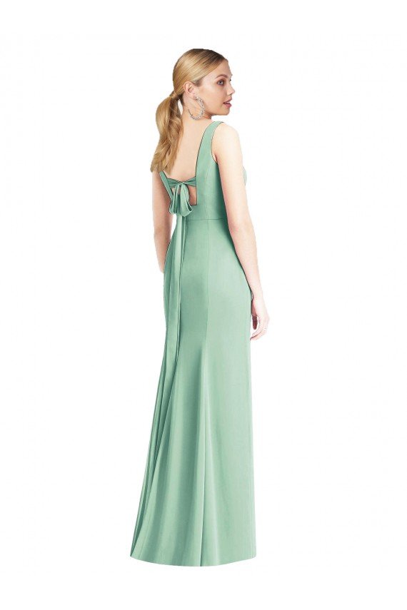 Affordable Sleeveless Tie Back Chiffon Trumpet Chiffon Bridesmaid Dress