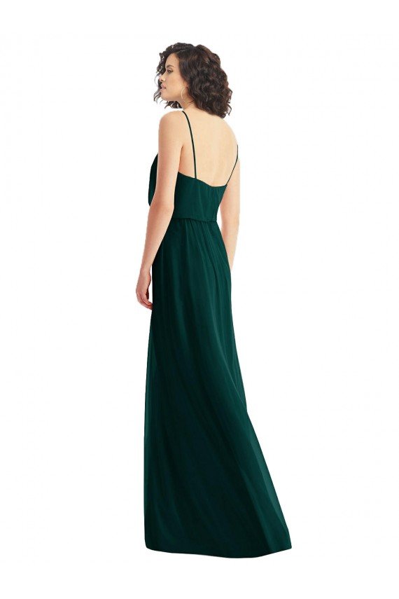 Affordable V-Neck Blouson Bodice Chiffon Maxi Bridesmaid Dress