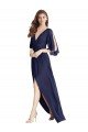 Affordable Split Sleeves Backless Chiffon Maxi Bridesmaid Dress