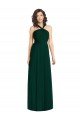 Affordable Draped Halter Neck Long Chiffon Bridesmaid Dress with Low Back