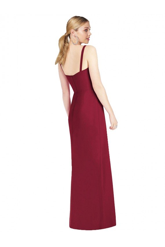 Affordable Spaghetti Straps Mermaid Chiffon Bridesmaid Dress with Side Front Slit