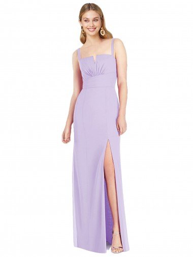 Affordable Spaghetti Straps Mermaid Chiffon Bridesmaid Dress with Side Front Slit