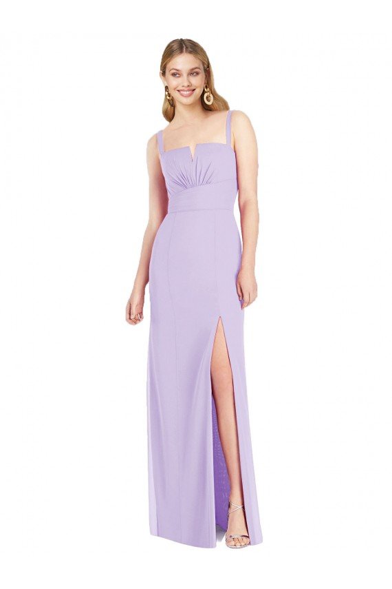 Affordable Spaghetti Straps Mermaid Chiffon Bridesmaid Dress with Side Front Slit