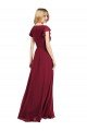 Affordable Flutter Sleeves Faux Wrap Chiffon Bridesmaid Dress
