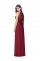 Affordable Halter Neck Full-Length Shirred Chiffon Bridesmaid Dress