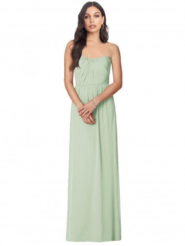 Affordable Strapless Sweetheart All-Over Shirring Chiffon Bridesmaid Dress
